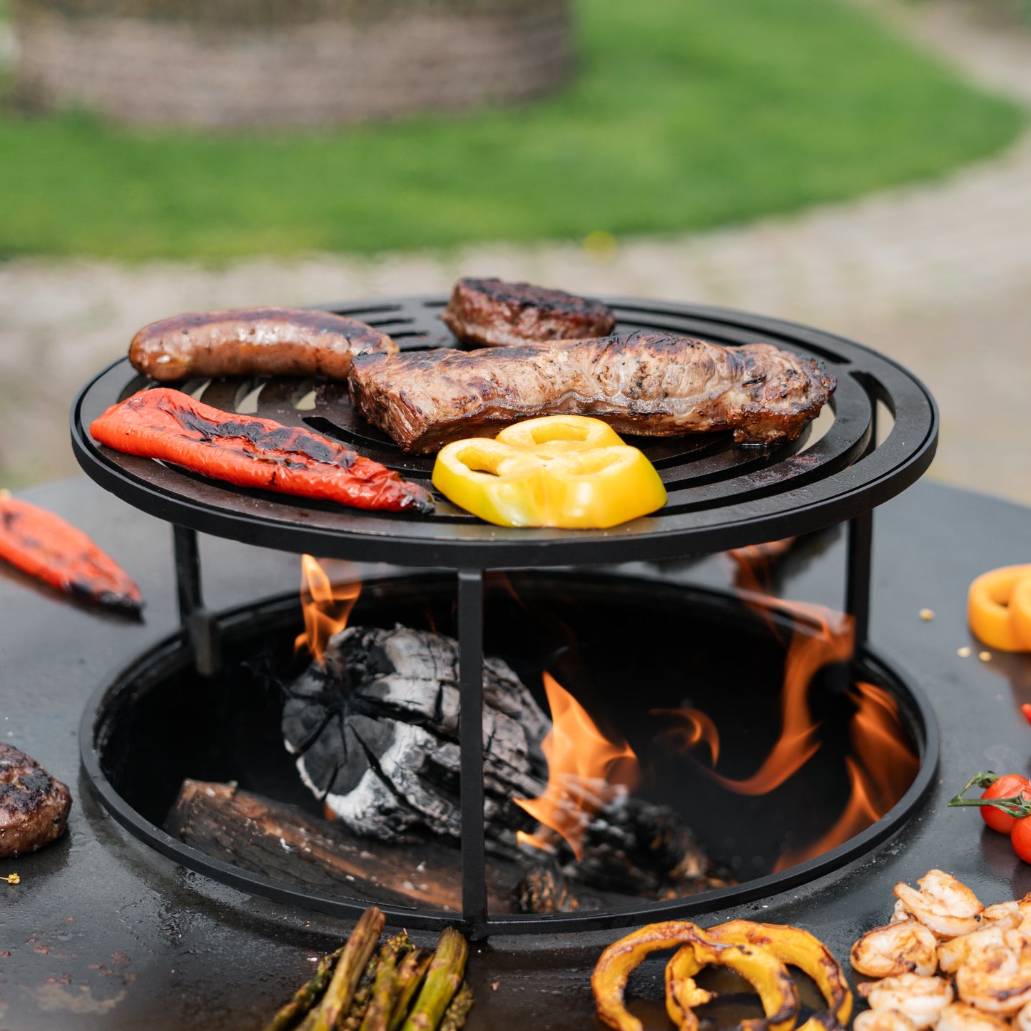 Piastra per barbecue con anello rialzato per wok