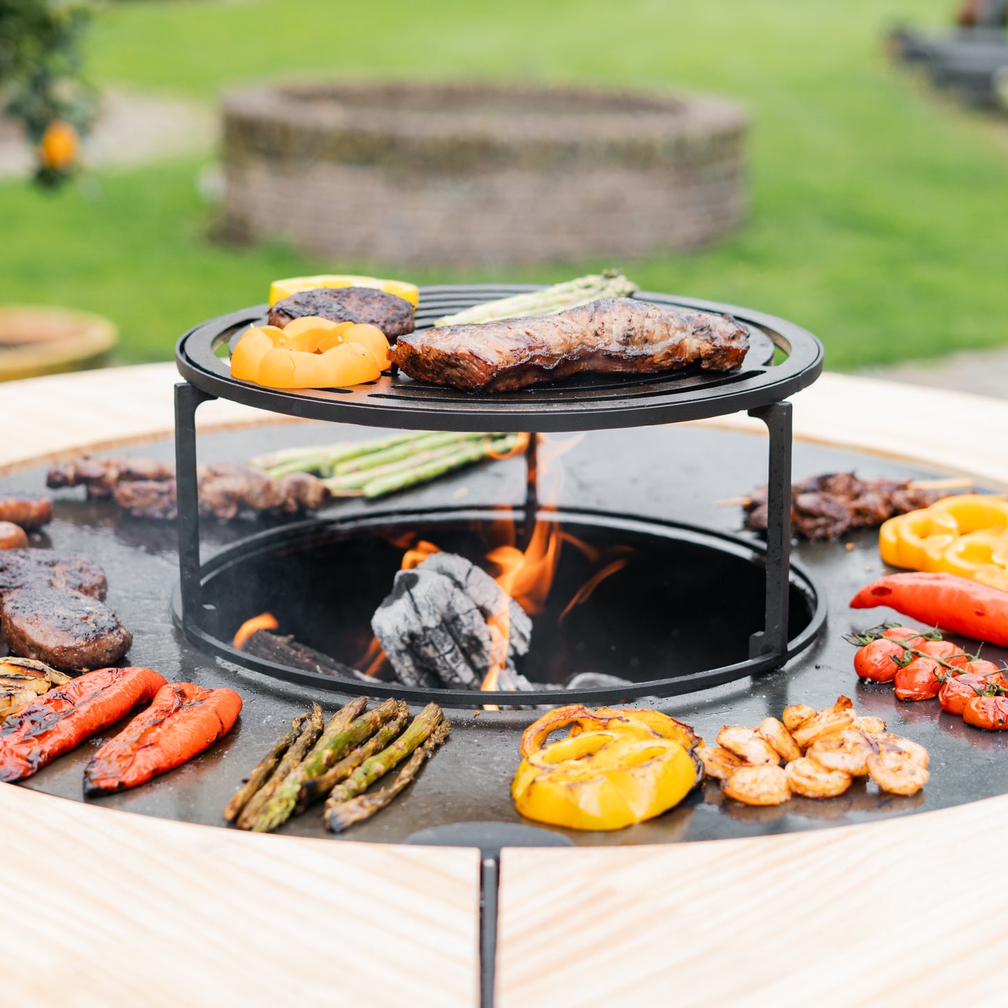 Piastra per barbecue con anello rialzato per wok