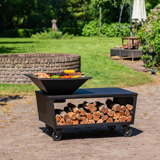 BBQ Plancha Grill Compañía - con coperchio e porta legna 60Ø - Senza tagliere