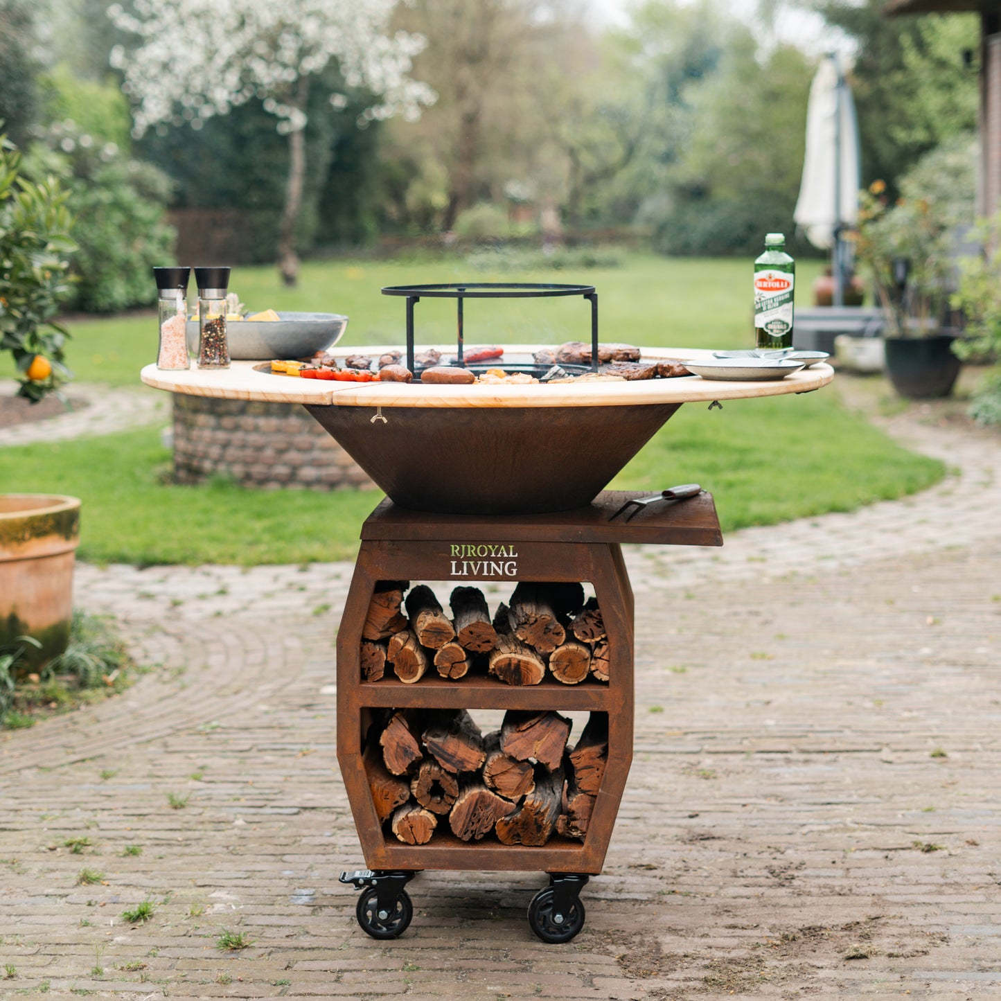 Cornice in legno per barbecue Plancha Mesa