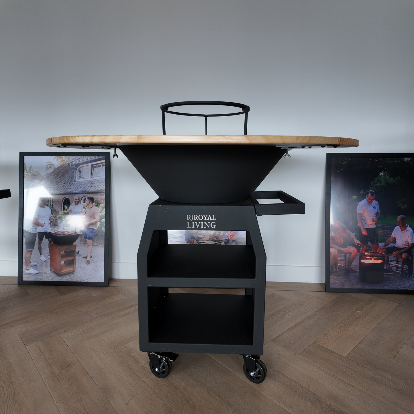 BBQ Plancha Grill Maestro XXXL Ø100cm Acciaio Corten - Con ruote grandi e contenitore per la legna