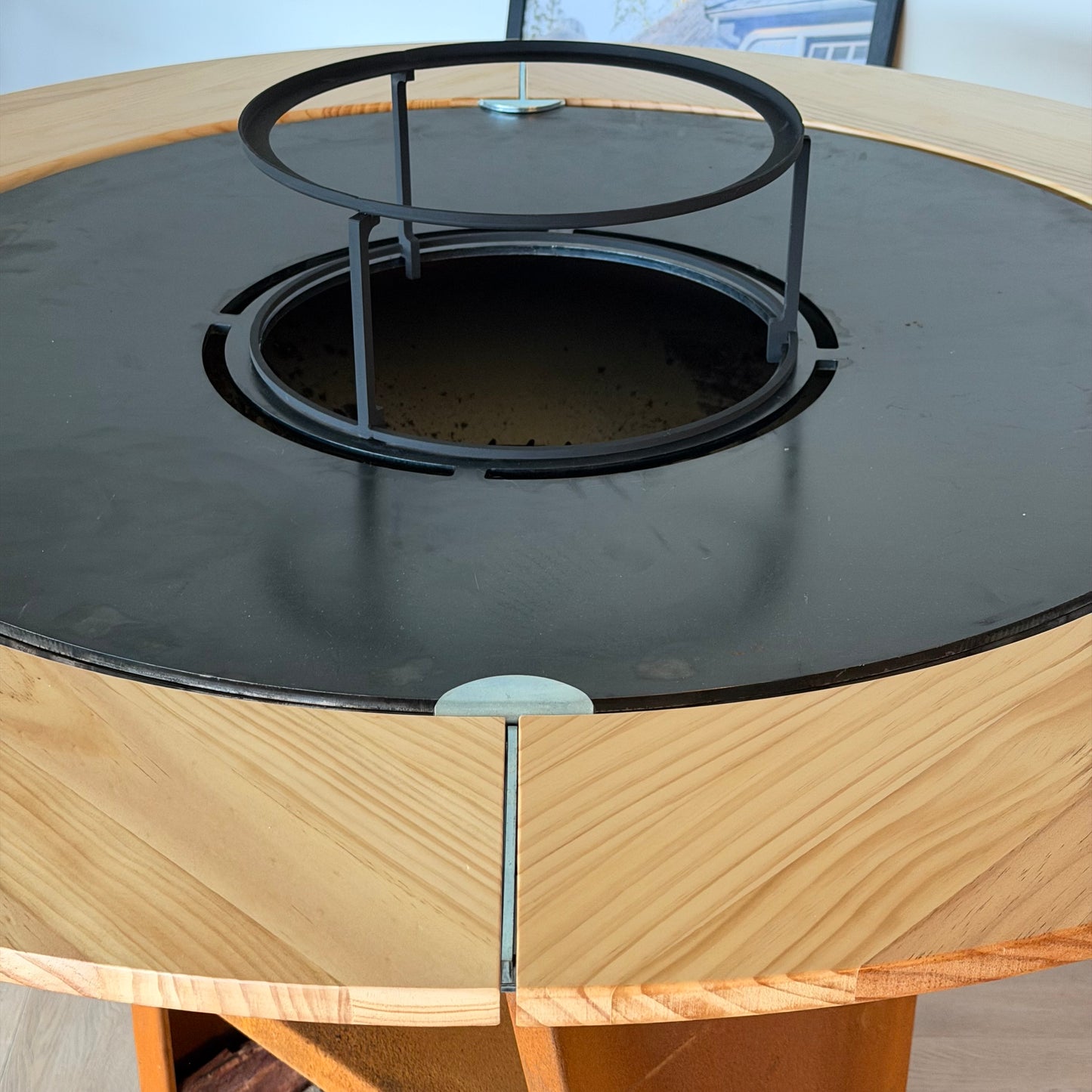 BBQ Plancha Grill Maestro XXXL Ø100cm Acciaio Corten - Con ruote grandi e contenitore per la legna