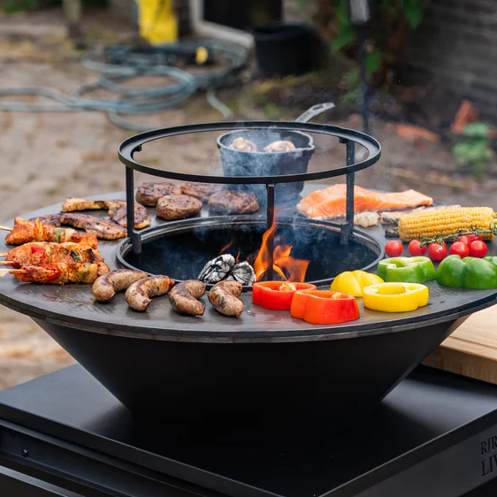 Piastra per barbecue con anello rialzato per wok
