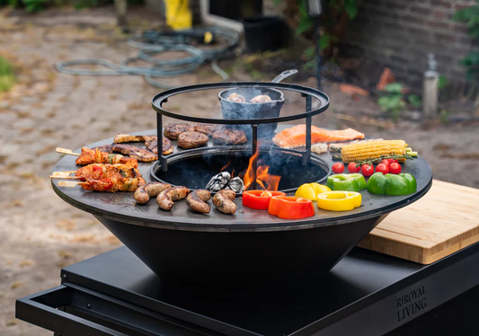 Piastra per barbecue con anello rialzato per wok