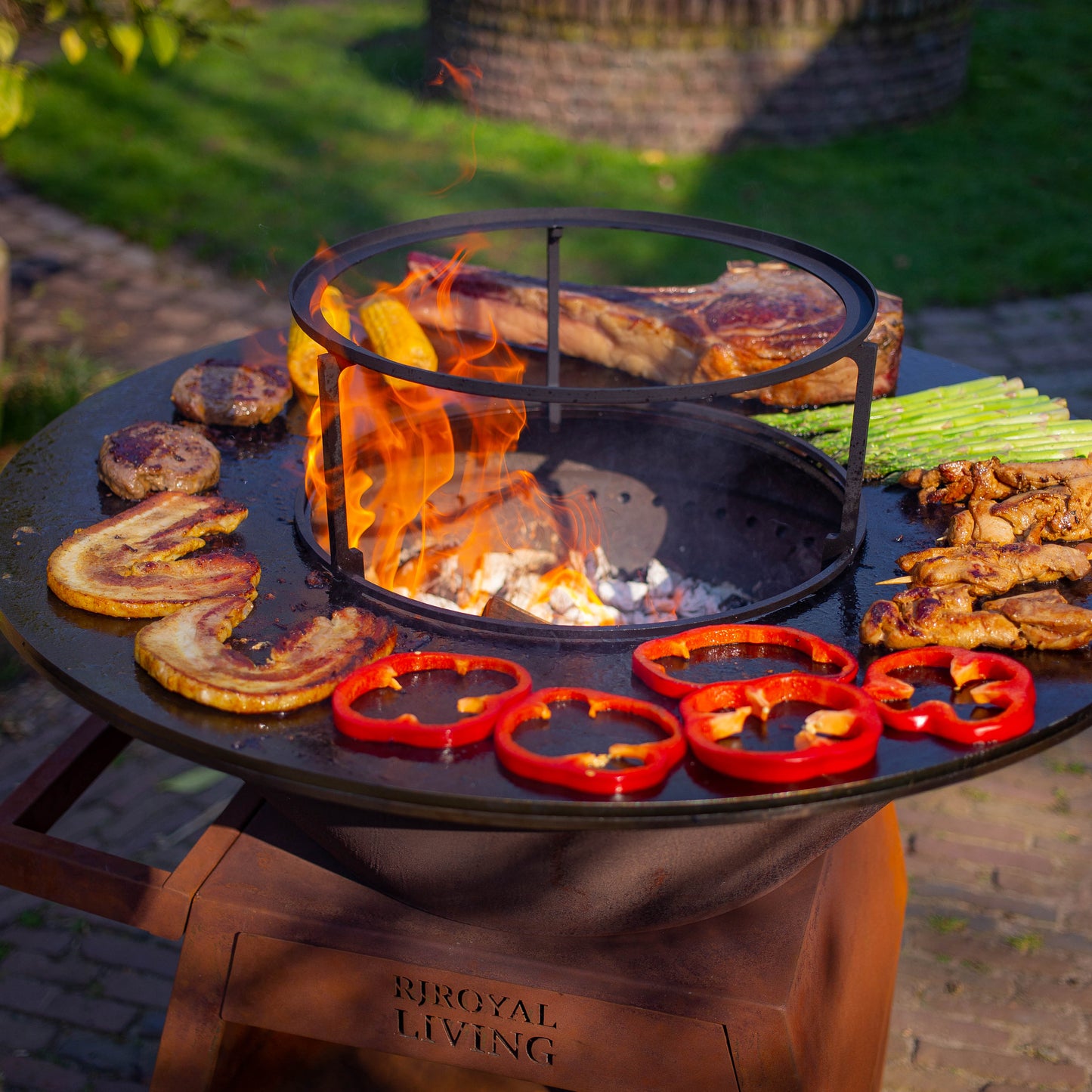 BBQ Plancha Grill Maestro Senza Fumo XXL Ø80cm Acciaio Corten - Plancha Senza Fumo