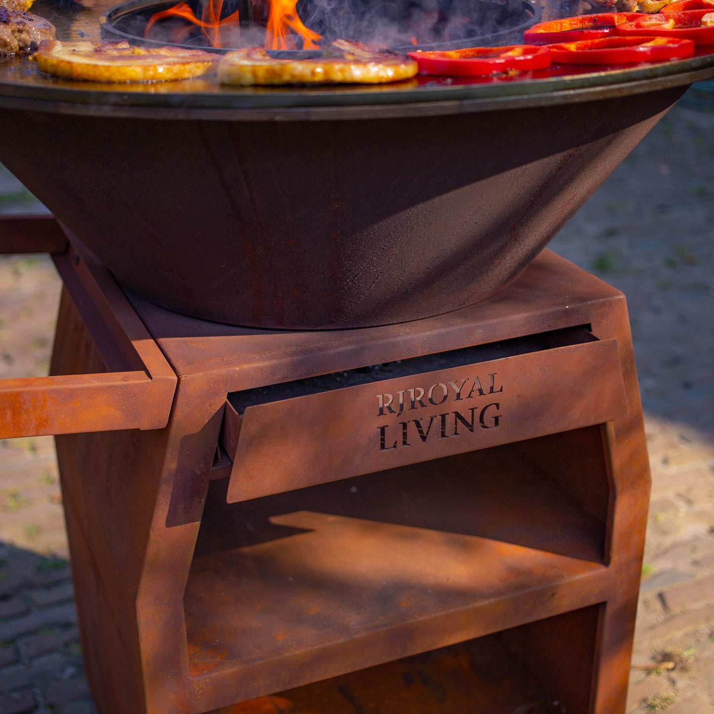BBQ Plancha Grill Maestro Senza Fumo XXL Ø80cm Acciaio Corten - Plancha Senza Fumo