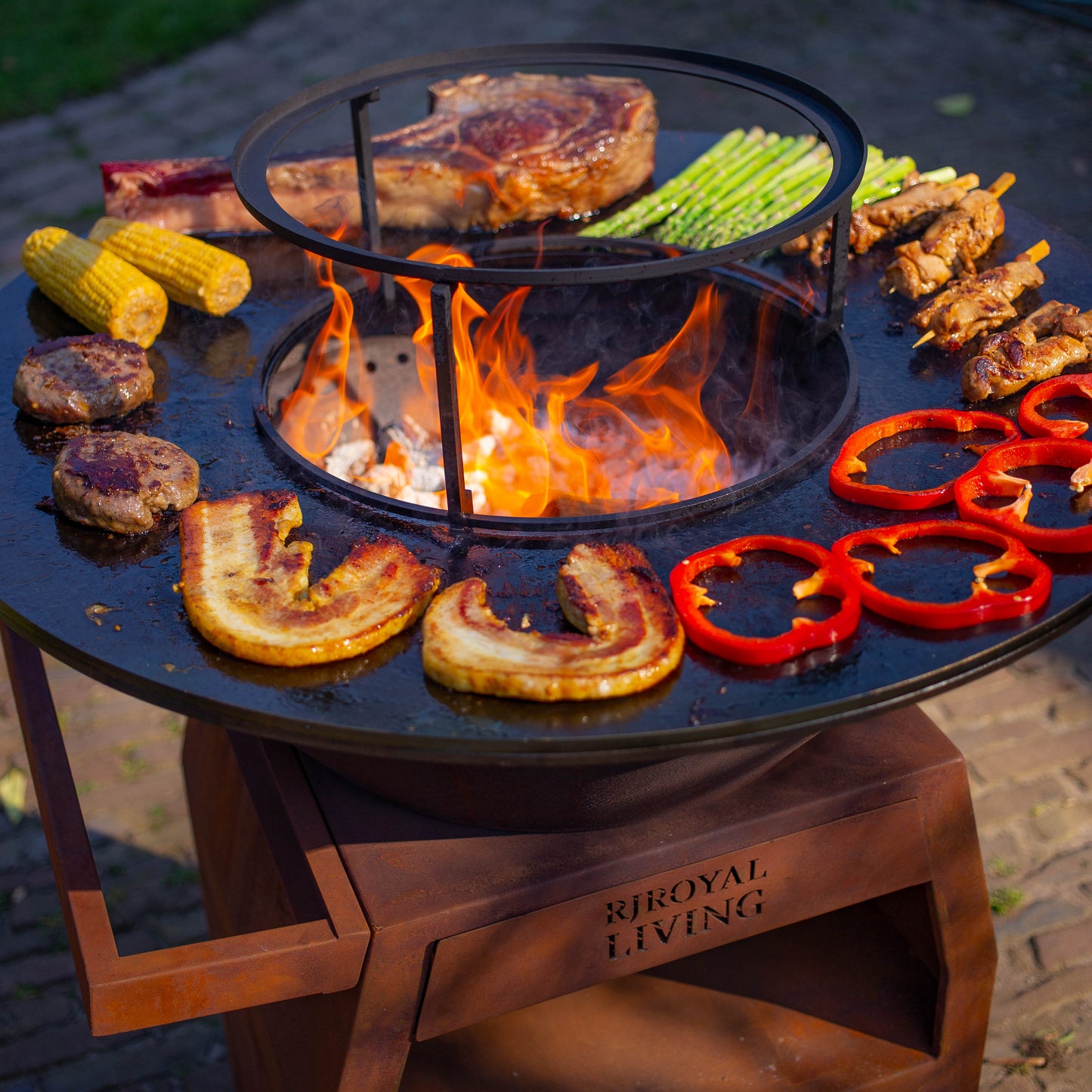 BBQ Plancha Grill Maestro Senza Fumo XXL Ø80cm Acciaio Corten - Plancha Senza Fumo