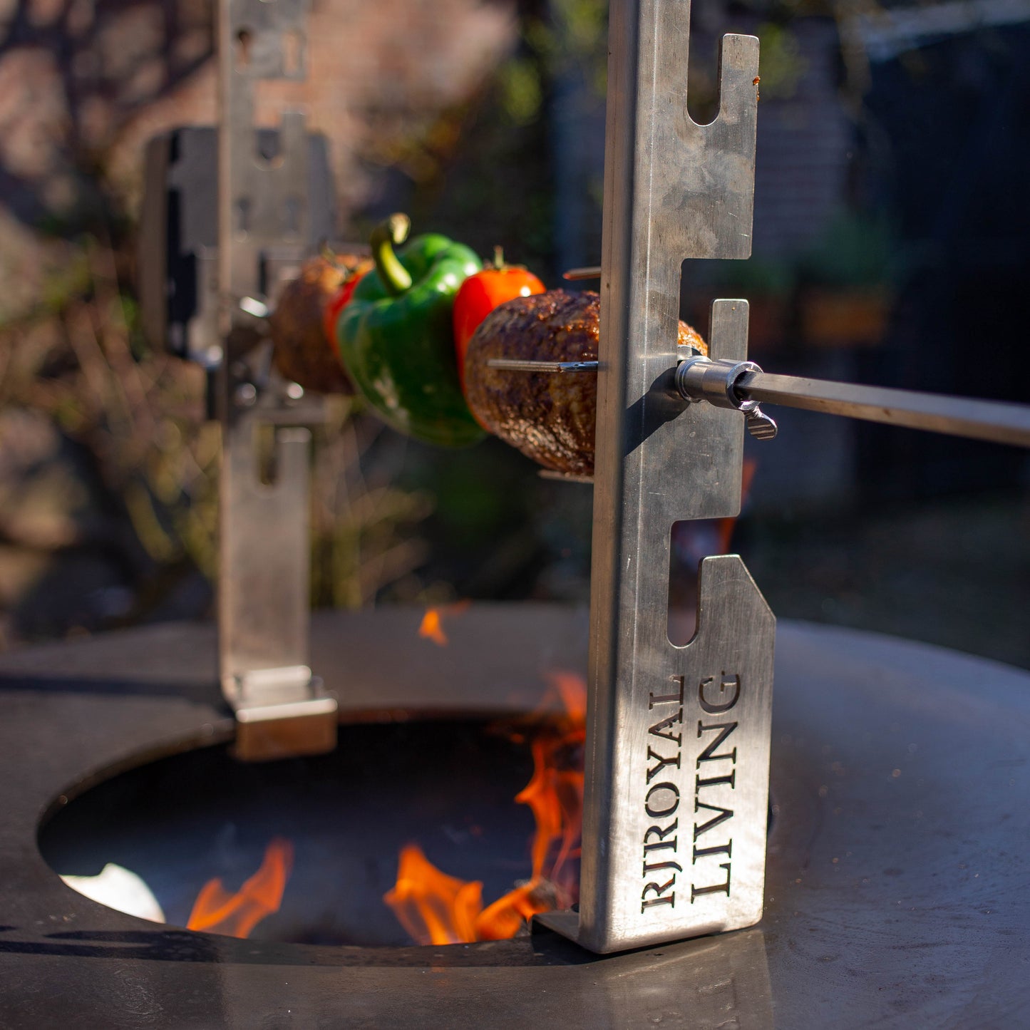 Set barbecue con piastra e girarrosto con motore (acciaio inox 304)