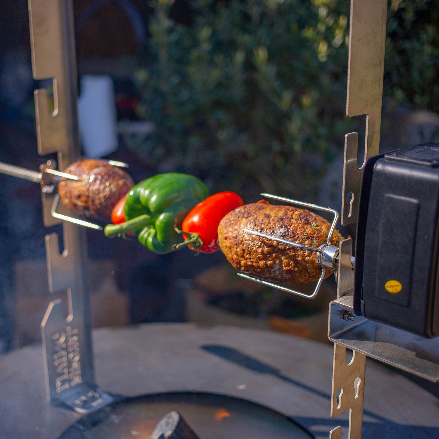 Set barbecue con piastra e girarrosto con motore (acciaio inox 304)