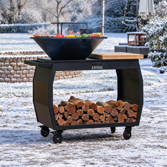 BBQ Plancha Grill Big Jack Black 3.0 - Con attizzatoio e porta legna