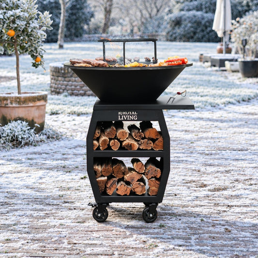 BBQ Plancha Grill Compañero XXL Blackline 2.0 - Con attizzatoio e porta legna Ø80cm