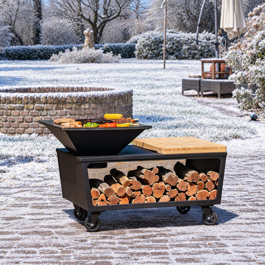 BBQ Plancha Grill Compañía - con coperchio e porta legna 60Ø - Con tagliere 