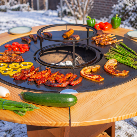 RJRoyal Living Mesa houten omranding 100 cm in winterse tuin